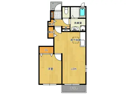 サンガーデンハウスII(1LDK/1階)の間取り写真