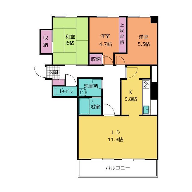 メゾン沼津高沢 603(3LDK/6階)の間取り写真
