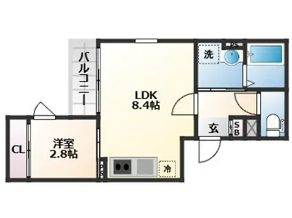 ソルテ二軒茶屋(1LDK/3階)の間取り写真