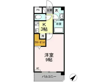 ウィング青山(1K/5階)の間取り写真