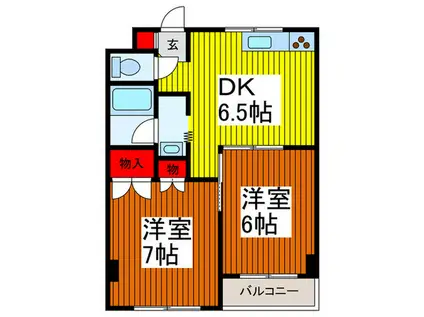 ソフィアメゾン(2DK/5階)の間取り写真