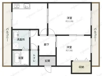 メゾンMK(2DK/3階)の間取り写真