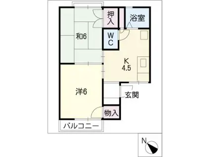 メゾンルミエールA・B棟(2K/1階)の間取り写真