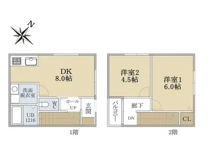 長田区房王寺町3丁目アパート(2DK/1階)の間取り写真