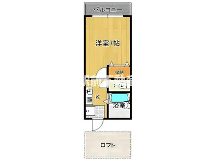 ドリーム野芥(1K/2階)の間取り写真