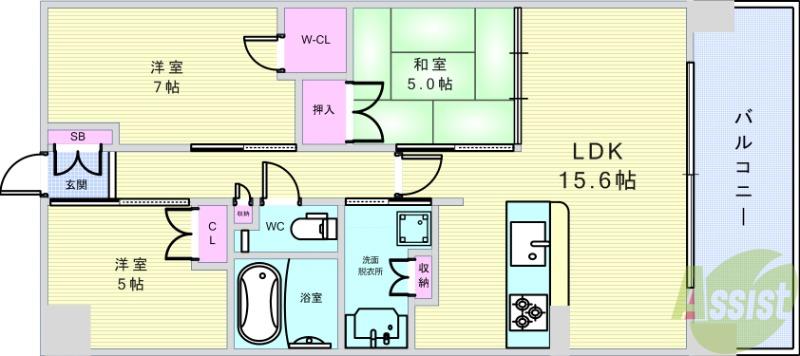 ローレルコート豊中(3LDK/5階)の間取り写真
