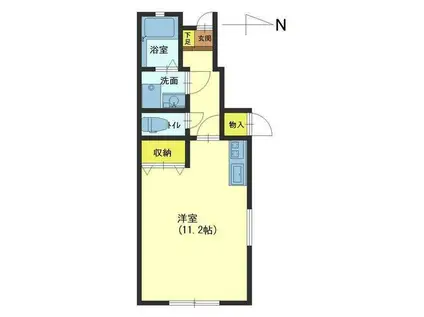 プレジールV(ワンルーム/1階)の間取り写真