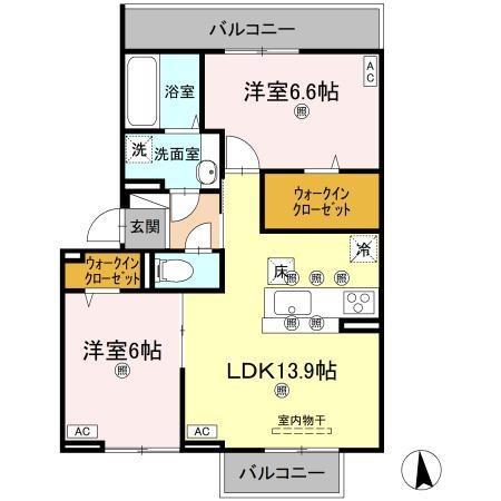 コルコバード(2LDK/1階)の間取り写真