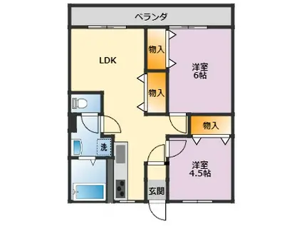 組坂ビル8(2LDK/6階)の間取り写真
