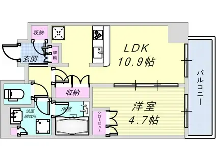ザ・パークハウス神戸タワー(1LDK/8階)の間取り写真