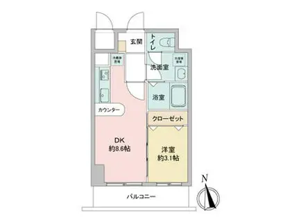 LA DOUCEUR今池(1LDK/9階)の間取り写真