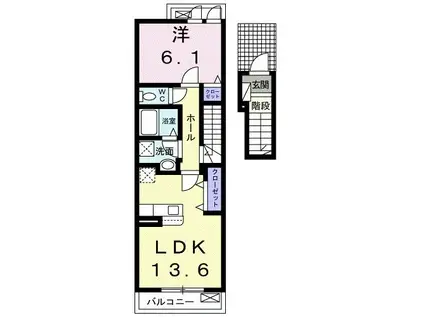 シエロ荏隈(1LDK/2階)の間取り写真