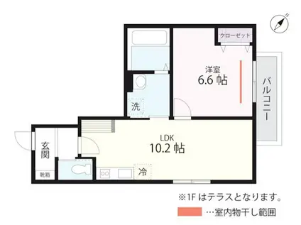クワイエット クラブ ハウス トゥギャザー 横浜元町(1LDK/1階)の間取り写真