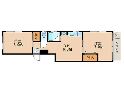 青山ビル(2DK/4階)の間取り写真