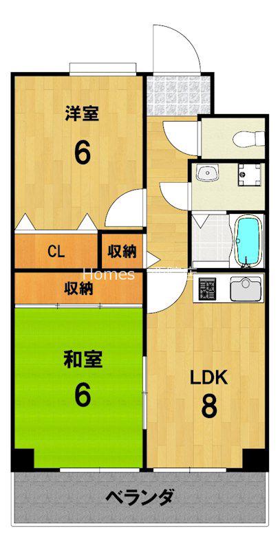 カルモ中村(2LDK/4階)の間取り写真