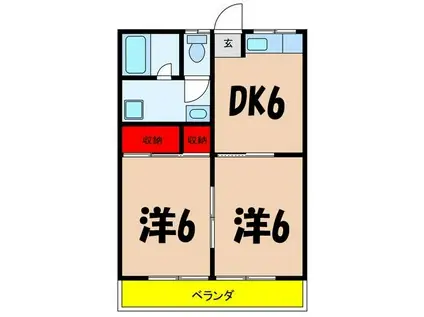 シルバーハイツI(2DK/2階)の間取り写真