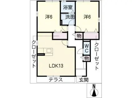 Kコート(2LDK/1階)の間取り写真