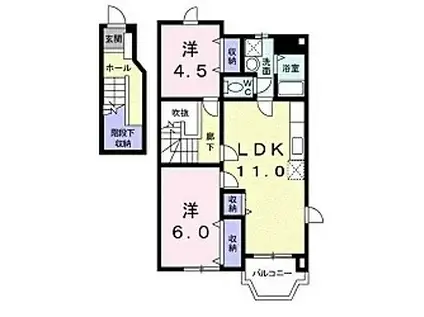 ブランドールアビテ(2LDK/2階)の間取り写真