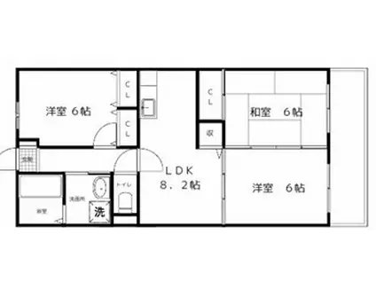 ディーズコート(3LDK/2階)の間取り写真