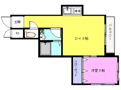 レジデンスアカザワ(1DK/3階)の間取り写真