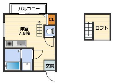 花荘(ワンルーム/2階)の間取り写真