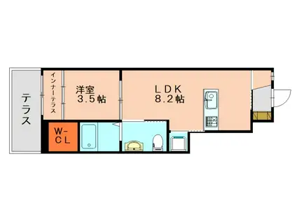 ブルースカイ(1LDK/1階)の間取り写真