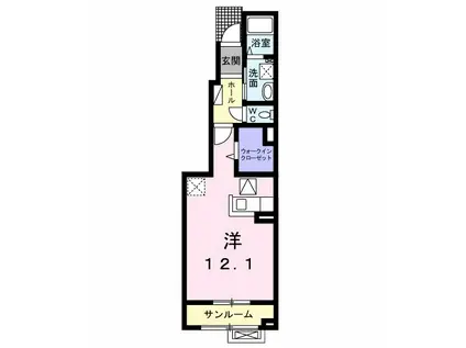 グランドスクエア(ワンルーム/1階)の間取り写真