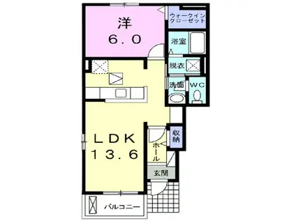 メゾン ライツェント II(1LDK/1階)の間取り写真