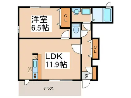 ルミナス・M5 A(1LDK/1階)の間取り写真