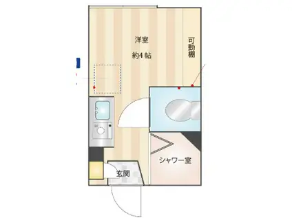 ルミエスタ世田谷(ワンルーム/1階)の間取り写真