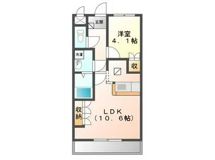 スターライズ(1LDK/1階)の間取り写真