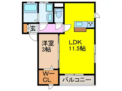 アーバンヒルズ東峰(1LDK/1階)の間取り写真