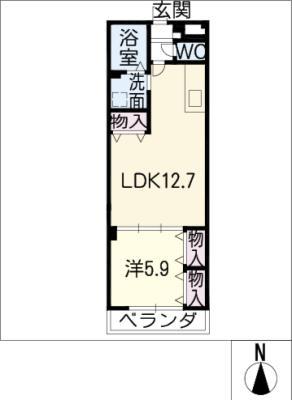 カレン橘(1LDK/4階)の間取り写真