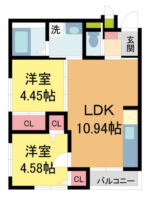 ヴェルデ大森(2LDK/1階)の間取り写真