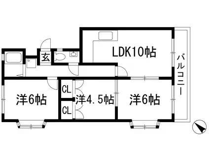 CREA御殿山(3LDK/2階)の間取り写真
