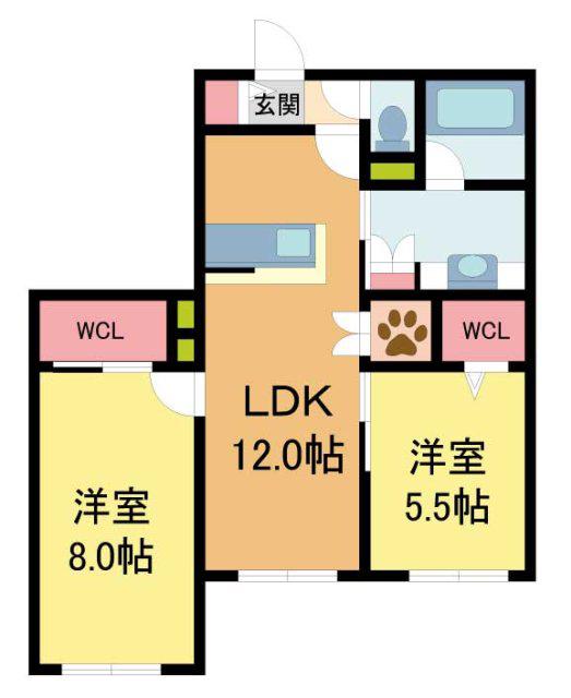 FOREST MONZENCHO イースト(2LDK/1階)の間取り写真