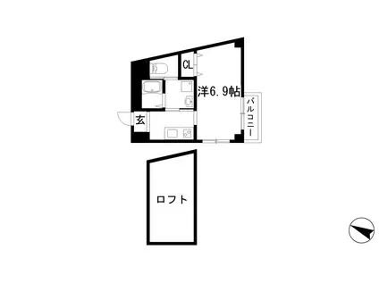 レヴァンテ宝塚(1K/3階)の間取り写真