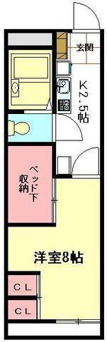 レオパレスマシューI(1K/2階)の間取り写真