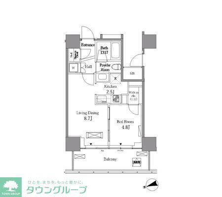 レジディアタワー目黒不動前(1LDK/11階)の間取り写真