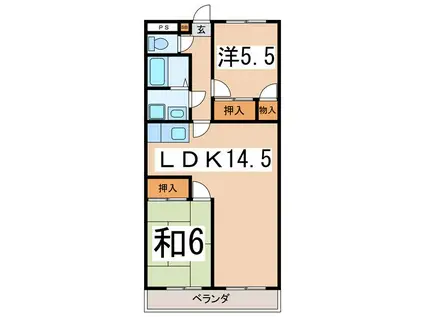 J・I第一マンション(2LDK/1階)の間取り写真