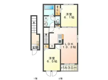 ラルース A(2LDK/2階)の間取り写真