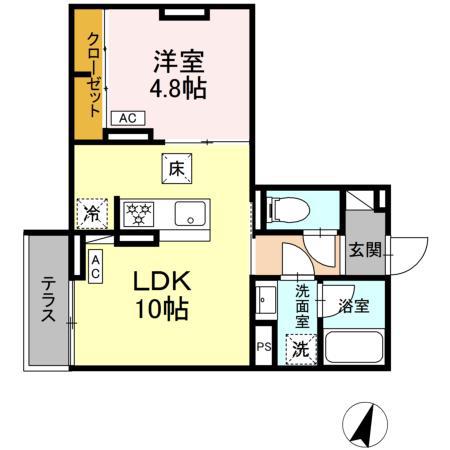 セレスティア中央 II(1LDK/1階)の間取り写真