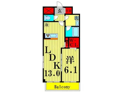 ベルミエール(1LDK/4階)の間取り写真