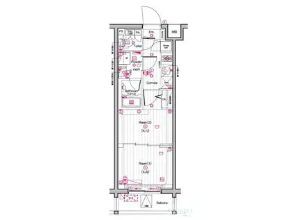 THE PREMIUM CUBE G 東中野(2K/3階)の間取り写真