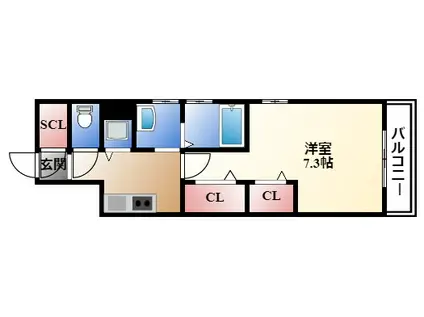 クラシタイヤー呉服町(1K/4階)の間取り写真