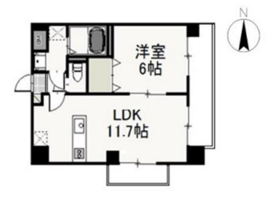 エルベ瓦町(1LDK/6階)の間取り写真