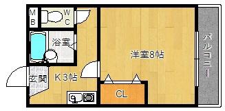 ハイムノーベル(1K/2階)の間取り写真