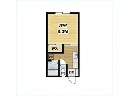 グリーンポートII(1K/1階)の間取り写真