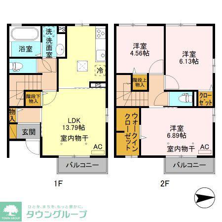 フォンテーヌB(3LDK/2階)の間取り写真
