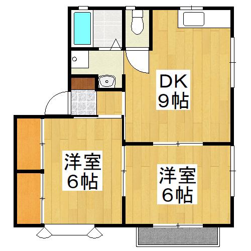 シャトレ・ファミーユA(2DK/2階)の間取り写真